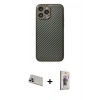 MARSİLYAN™- iPhone 13 Pro Max Kılıf Ahenk Işık - Siyah Bilvis 3D Cam Ekran Koruyucu + Rainbow Kamera Lens Koruma Cam - MR