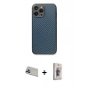MARSİLYAN™- iPhone 13 Pro Max Kılıf Ahenk Işık - Siyah Bilvis 3D Cam Ekran Koruyucu + Rainbow Kamera Lens Koruma Cam - MR
