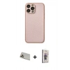 MARSİLYAN™- iPhone 13 Pro Max Kılıf Ahenk Işık - Siyah Bilvis 3D Cam Ekran Koruyucu + Rainbow Kamera Lens Koruma Cam - REGD