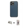 MARSİLYAN™- iPhone 13 Pro Max Kılıf Ahenk Işık - Siyah Bilvis 3D Cam Ekran Koruyucu + Rainbow Kamera Lens Koruma Cam - REGD