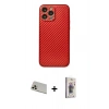 MARSİLYAN™- iPhone 13 Pro Max Kılıf Ahenk Işık - Siyah Bilvis 3D Cam Ekran Koruyucu + Rainbow Kamera Lens Koruma Cam - REGD