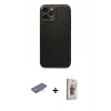 MARSİLYAN™- iPhone 13 Pro Max Kılıf Ahenk Işık - Siyah Bilvis 3D Cam Ekran Koruyucu + Renkli Kamera Lens Koruma Cam - TU