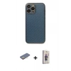 MARSİLYAN™- iPhone 13 Pro Max Kılıf Ahenk Işık - Siyah Bilvis 3D Cam Ekran Koruyucu + Renkli Kamera Lens Koruma Cam - SI