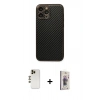 MARSİLYAN™- iPhone 13 Pro Max Kılıf Ahenk Işık - Siyah Bilvis 3D Cam Ekran Koruyucu + Shine Kamera Lens - GD