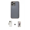 MARSİLYAN™- iPhone 13 Pro Max Kılıf Ahenk Işık - Siyah Bilvis 3D Cam Ekran Koruyucu + Shine Kamera Lens - GD