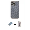 MARSİLYAN™- iPhone 13 Pro Max Kılıf Ahenk Işık - Siyah Bilvis 3D Cam Ekran Koruyucu + Shine Kamera Lens Koruma Cam - GI