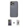 MARSİLYAN™- iPhone 13 Pro Max Kılıf Ahenk Işık - Siyah Bilvis 3D Cam Ekran Koruyucu + Neon Fosforlu Kamera Lens - YL
