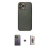 MARSİLYAN™- iPhone 13 Pro Max Kılıf Ahenk Işık - Siyah Bilvis 3D Cam Ekran Koruyucu + Neon Fosforlu Kamera Lens - YL