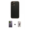 MARSİLYAN™- iPhone 13 Pro Max Kılıf Ahenk Işık - Siyah Bilvis 3D Cam Ekran Koruyucu + Neon Fosforlu Kamera Lens - YL