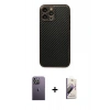 MARSİLYAN™- iPhone 13 Pro Max Kılıf Ahenk Işık - Siyah Bilvis 3D Mat Cam Ekran Koruyucu + Neon Fosforlu Kamera Lens - BZ