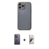 MARSİLYAN™- iPhone 13 Pro Max Kılıf Ahenk Işık - Siyah Bilvis 3D Mat Cam Ekran Koruyucu + Neon Fosforlu Kamera Lens - BZ