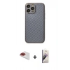 MARSİLYAN™- iPhone 13 Pro Max Kılıf Ahenk Işık - Siyah Bilvis 3D Mat Cam Ekran Koruyucu + Pers Alüminyum Kamera Lens - KI