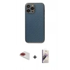 MARSİLYAN™- iPhone 13 Pro Max Kılıf Ahenk Işık - Siyah Bilvis 3D Mat Cam Ekran Koruyucu + Pers Alüminyum Kamera Lens - KI