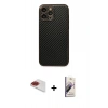 MARSİLYAN™- iPhone 13 Pro Max Kılıf Ahenk Işık - Siyah Bilvis 3D Mat Cam Ekran Koruyucu + Pers Alüminyum Kamera Lens - KI