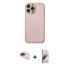 MARSİLYAN™- iPhone 13 Pro Max Kılıf Ahenk Işık - Siyah Bilvis 3D Mat Cam Ekran Koruyucu + Pers Alüminyum Kamera Lens - KI