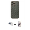 MARSİLYAN™- iPhone 13 Pro Max Kılıf Ahenk Işık - Siyah Bilvis 3D Mat Cam Ekran Koruyucu + Pers Alüminyum Kamera Lens - LT