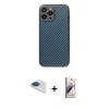 MARSİLYAN™- iPhone 13 Pro Max Kılıf Ahenk Işık - Siyah Bilvis 3D Mat Cam Ekran Koruyucu + Pers Alüminyum Kamera Lens - LT