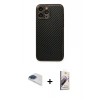 MARSİLYAN™- iPhone 13 Pro Max Kılıf Ahenk Işık - Siyah Bilvis 3D Mat Cam Ekran Koruyucu + Pers Alüminyum Kamera Lens - LT