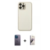 MARSİLYAN™- iPhone 13 Pro Max Kılıf Ahenk Işık - Siyah Bilvis 3D Mat Cam Ekran Koruyucu + Neon Fosforlu Kamera Lens - MI