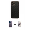 MARSİLYAN™- iPhone 13 Pro Max Kılıf Ahenk Işık - Siyah Bilvis 3D Mat Cam Ekran Koruyucu + Neon Fosforlu Kamera Lens - MI