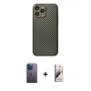 MARSİLYAN™- iPhone 13 Pro Max Kılıf Ahenk Işık - Siyah Bilvis 3D Mat Cam Ekran Koruyucu + Neon Fosforlu Kamera Lens - MI