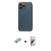 MARSİLYAN™- iPhone 13 Pro Max Kılıf Ahenk Işık - Siyah Bilvis 3D Mat Cam Ekran Koruyucu + Shine Kamera Lens Koruma Cam - MI
