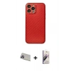 MARSİLYAN™- iPhone 13 Pro Max Kılıf Ahenk Işık - Siyah Bilvis 3D Mat Cam Ekran Koruyucu + Mor Rainbow Kamera Lens Koruma Cam