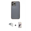 MARSİLYAN™- iPhone 13 Pro Max Kılıf Ahenk Işık - Siyah Bilvis 3D Mat Cam Ekran Koruyucu + Pers Alüminyum Kamera Lens - SABE