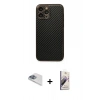 MARSİLYAN™- iPhone 13 Pro Max Kılıf Ahenk Işık - Siyah Bilvis 3D Mat Cam Ekran Koruyucu + Pers Alüminyum Kamera Lens - SABE