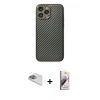 MARSİLYAN™- iPhone 13 Pro Max Kılıf Ahenk Işık - Siyah Bilvis 3D Mat Cam Ekran Koruyucu + Pers Alüminyum Kamera Lens - SABE