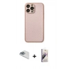MARSİLYAN™- iPhone 13 Pro Max Kılıf Ahenk Işık - Siyah Bilvis 3D Mat Cam Ekran Koruyucu + Pers Alüminyum Kamera Lens - SABE