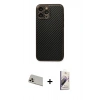 MARSİLYAN™- iPhone 13 Pro Max Kılıf Ahenk Işık - Siyah Bilvis 3D Mat Cam Ekran Koruyucu + Rainbow Kamera Lens Koruma Cam - REGD