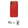 MARSİLYAN™- iPhone 13 Pro Max Kılıf Ahenk Işık - Siyah Bilvis 3D Mat Cam Ekran Koruyucu + Rainbow Kamera Lens Koruma Cam - REGD