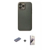 MARSİLYAN™- iPhone 13 Pro Max Kılıf Ahenk Işık - Siyah Bilvis 3D Mat Cam Ekran Koruyucu + Renkli Kamera Lens Koruma Cam - PE