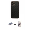 MARSİLYAN™- iPhone 13 Pro Max Kılıf Ahenk Işık - Siyah Bilvis 3D Mat Cam Ekran Koruyucu + Renkli Kamera Lens Koruma Cam - PE