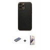 MARSİLYAN™- iPhone 13 Pro Max Kılıf Ahenk Işık - Siyah Bilvis 3D Mat Cam Ekran Koruyucu + Renkli Kamera Lens Koruma Cam - SI