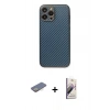 MARSİLYAN™- iPhone 13 Pro Max Kılıf Ahenk Işık - Siyah Bilvis 3D Mat Cam Ekran Koruyucu + Renkli Kamera Lens Koruma Cam - SI