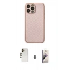MARSİLYAN™- iPhone 13 Pro Max Kılıf Ahenk Işık - Siyah Bilvis 3D Mat Cam Ekran Koruyucu + Shine Kamera Lens - GD