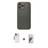 MARSİLYAN™- iPhone 13 Pro Max Kılıf Ahenk Işık - Siyah Bilvis 3D Mat Cam Ekran Koruyucu + Shine Kamera Lens - GD