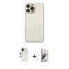 MARSİLYAN™- iPhone 13 Pro Max Kılıf Ahenk Işık - Siyah Bilvis 3D Mat Cam Ekran Koruyucu + Shine Kamera Lens - GD