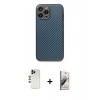 MARSİLYAN™- iPhone 13 Pro Max Kılıf Ahenk Işık - Siyah Bilvis 3D Mat Cam Ekran Koruyucu + Shine Kamera Lens - GD