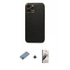 MARSİLYAN™- iPhone 13 Pro Max Kılıf Ahenk Işık - Siyah Bilvis 3D Mat Cam Ekran Koruyucu + Shine Kamera Lens Koruma Cam - GI