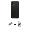MARSİLYAN™- iPhone 13 Pro Max Kılıf Ahenk Işık - Siyah Bilvis 3D Mat Cam Ekran Koruyucu + Shine Kamera Lens Koruma Cam - PE