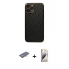 MARSİLYAN™- iPhone 13 Pro Max Kılıf Ahenk Işık - Siyah Bilvis 3D Mat Cam Ekran Koruyucu + Renkli Kamera Lens Koruma Cam - TU