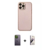 MARSİLYAN™- iPhone 13 Pro Max Kılıf Ahenk Işık - Siyah Bilvis 3D Mat Cam Ekran Koruyucu + Neon Fosforlu Kamera Lens - YL