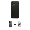MARSİLYAN™- iPhone 13 Pro Max Kılıf Ahenk Işık - Siyah Bilvis 3D Mat Cam Ekran Koruyucu + Neon Fosforlu Kamera Lens - YL
