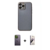 MARSİLYAN™- iPhone 13 Pro Max Kılıf Ahenk Işık - Siyah Bilvis 3D Mat Cam Ekran Koruyucu + Neon Fosforlu Kamera Lens - YL