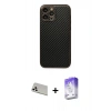 MARSİLYAN™- iPhone 13 Pro Max Kılıf Ahenk Işık - Siyah Bilvis 5in1 3D Magic Cam Ekran Koruyucu + Rainbow Kamera Lens Koruma Cam - BZ