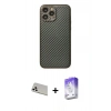 MARSİLYAN™- iPhone 13 Pro Max Kılıf Ahenk Işık - Siyah Bilvis 5in1 3D Magic Cam Ekran Koruyucu + Rainbow Kamera Lens Koruma Cam - BZ