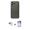 MARSİLYAN™- iPhone 13 Pro Max Kılıf Ahenk Işık - Siyah Bilvis 5in1 3D Magic Cam Ekran Koruyucu + Gold Pers Alüminyum Kamera Lens